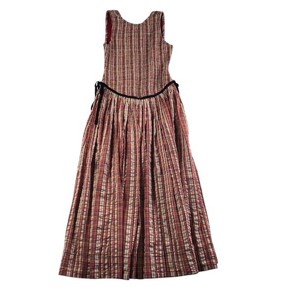 Free People Dresses & Skirts - Free People Red Plaid Smocked Nightingale Dress Sleeveless Velvet Tie Medium M